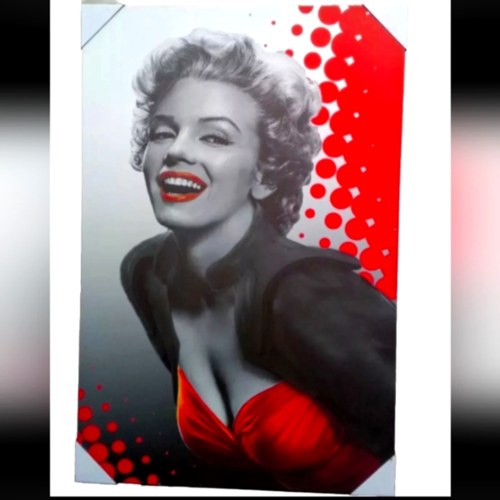36 x 24 CANVAS Marilyn Monroe ICONIC Stretched Frame RED DOTS CHRIS CONSANI